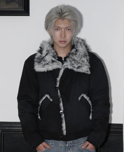 Fake Fur-Collar Bomber Jacket WN22212