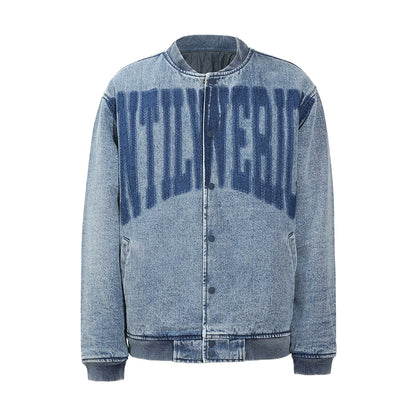 Letter Design Heavy Washed Oversize Jacket WN17739
