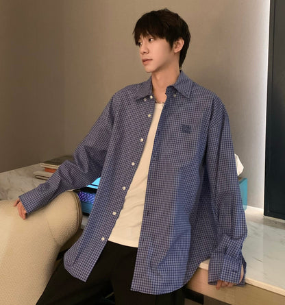 Plaid Embroidery Long Sleeve Shirt WN25350
