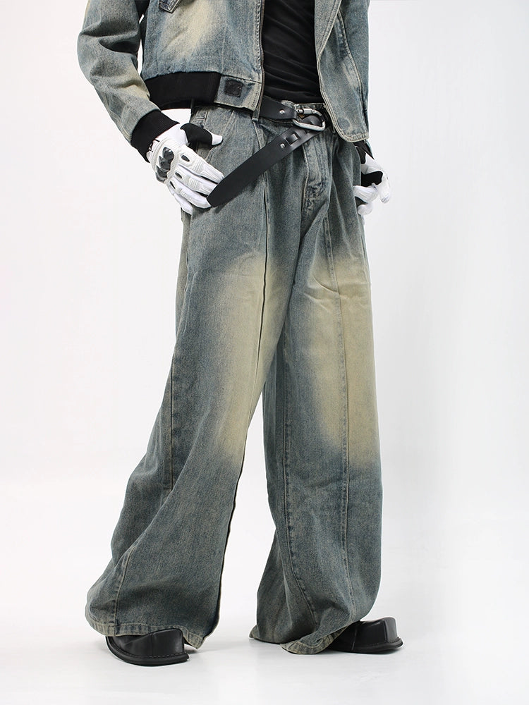 Washed Wide Leg Denim Jeans WN18704