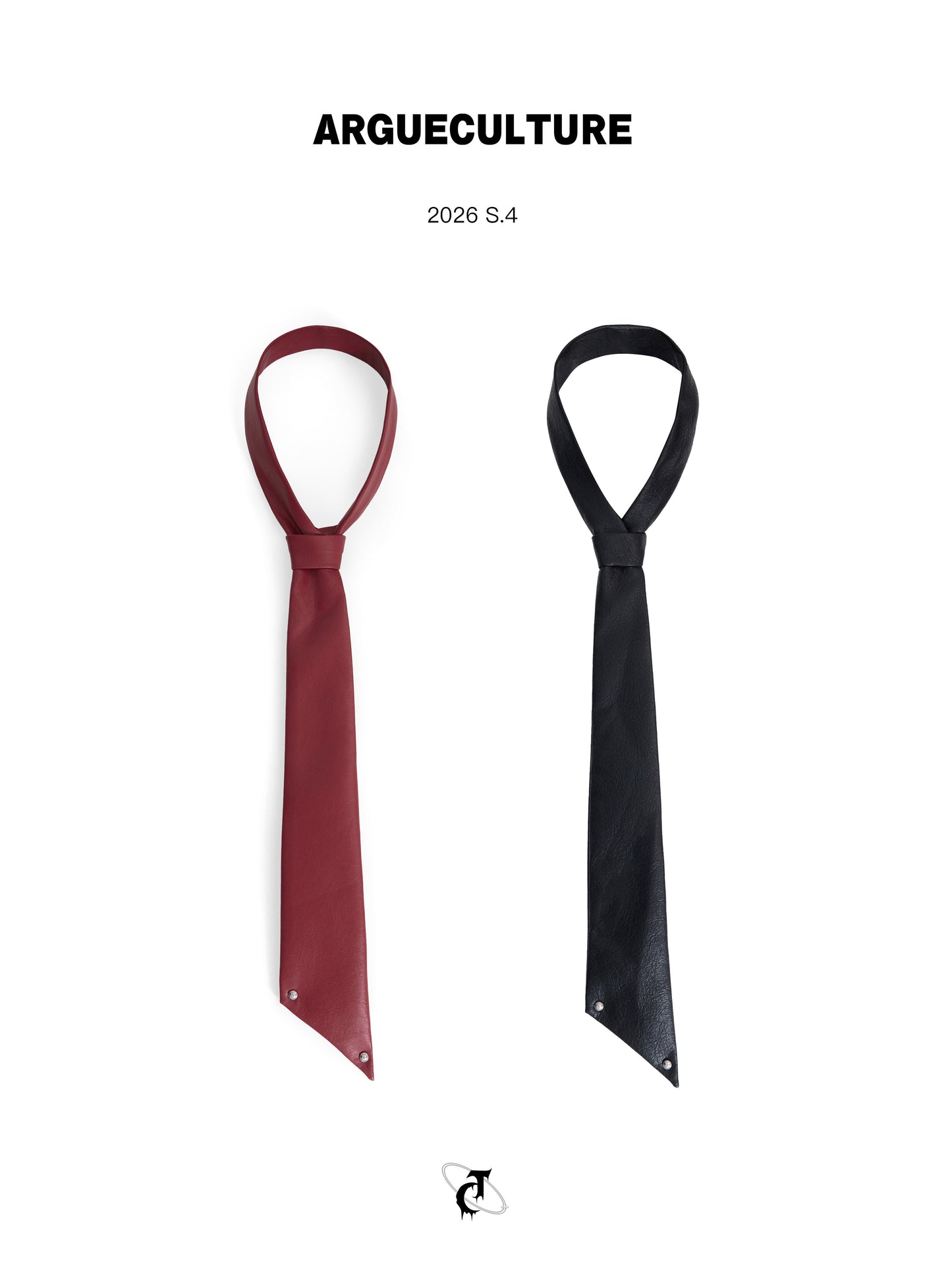 Crackle Asymmetric Leather Tie WN26988