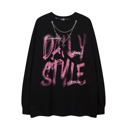 Necklace Letter Graffiti Fleece Sweatshirt WN11210