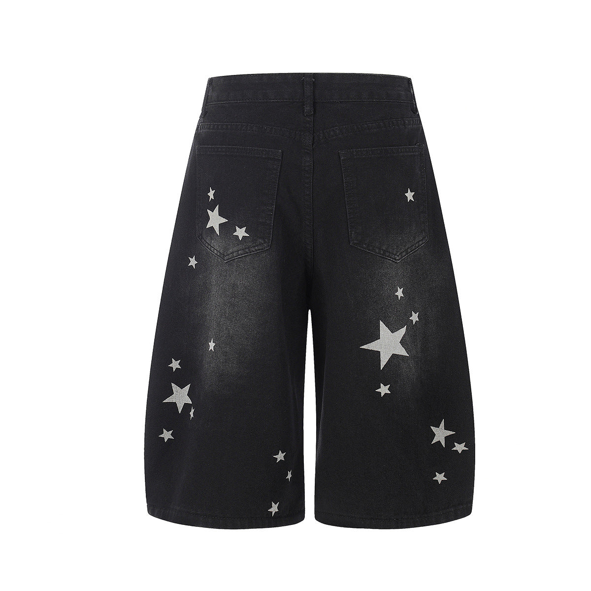 Curved Star Wide Leg Denim Short Pants WN25599