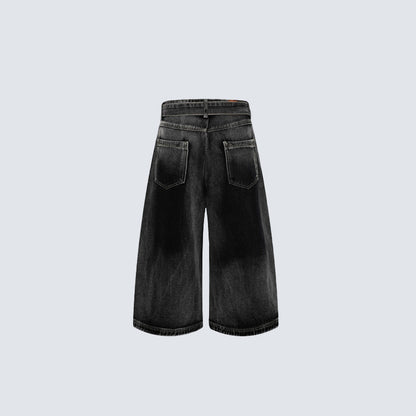 Denim Workwear Wide Leg Half Pants WN27941