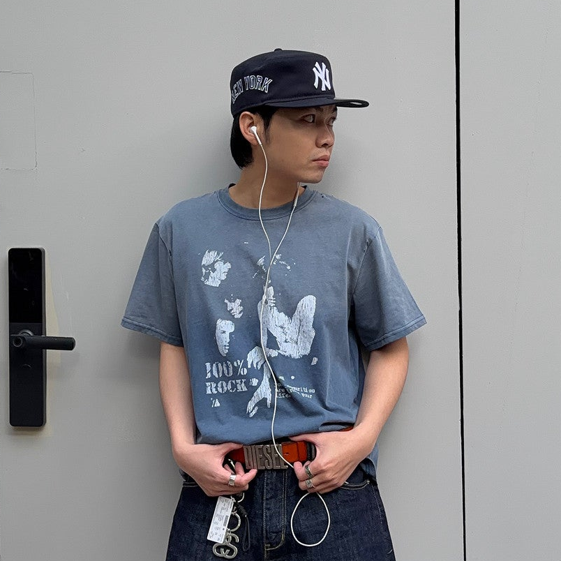 Washed Graphic Print Short Sleeve T-Shirt WN24372