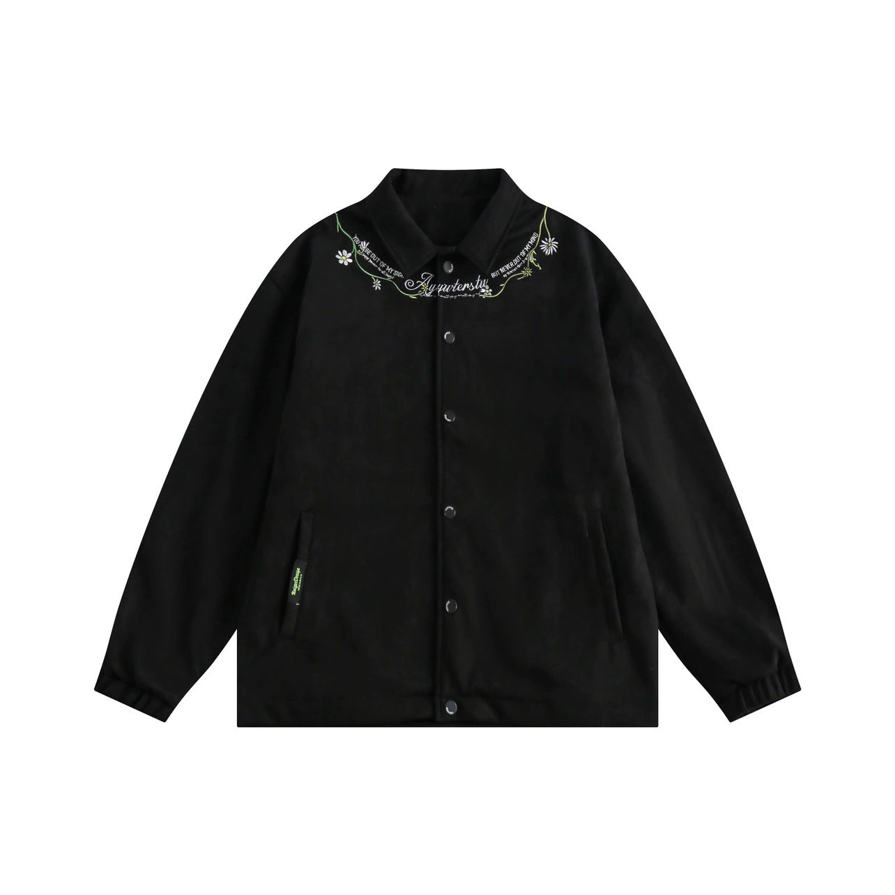 Oversize Flower Embroidery Suede Jacket WN7713