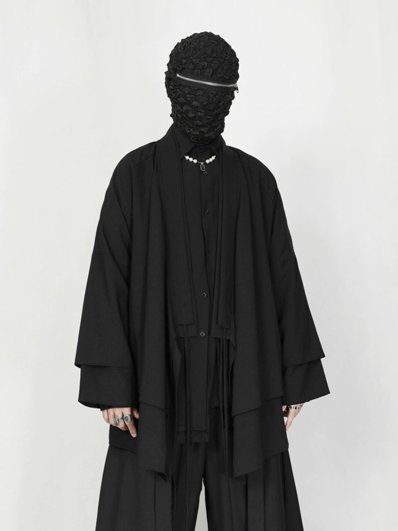 Double-Layer Collar Open Front Coat WN20186