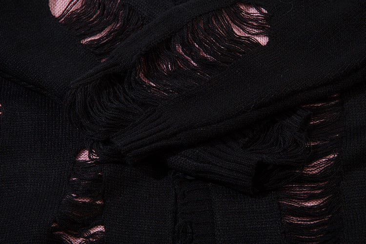 Damage Cutout Knit Sweater WN11444