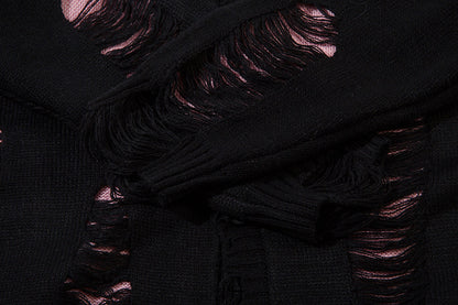 Damage Cutout Knit Sweater WN11444