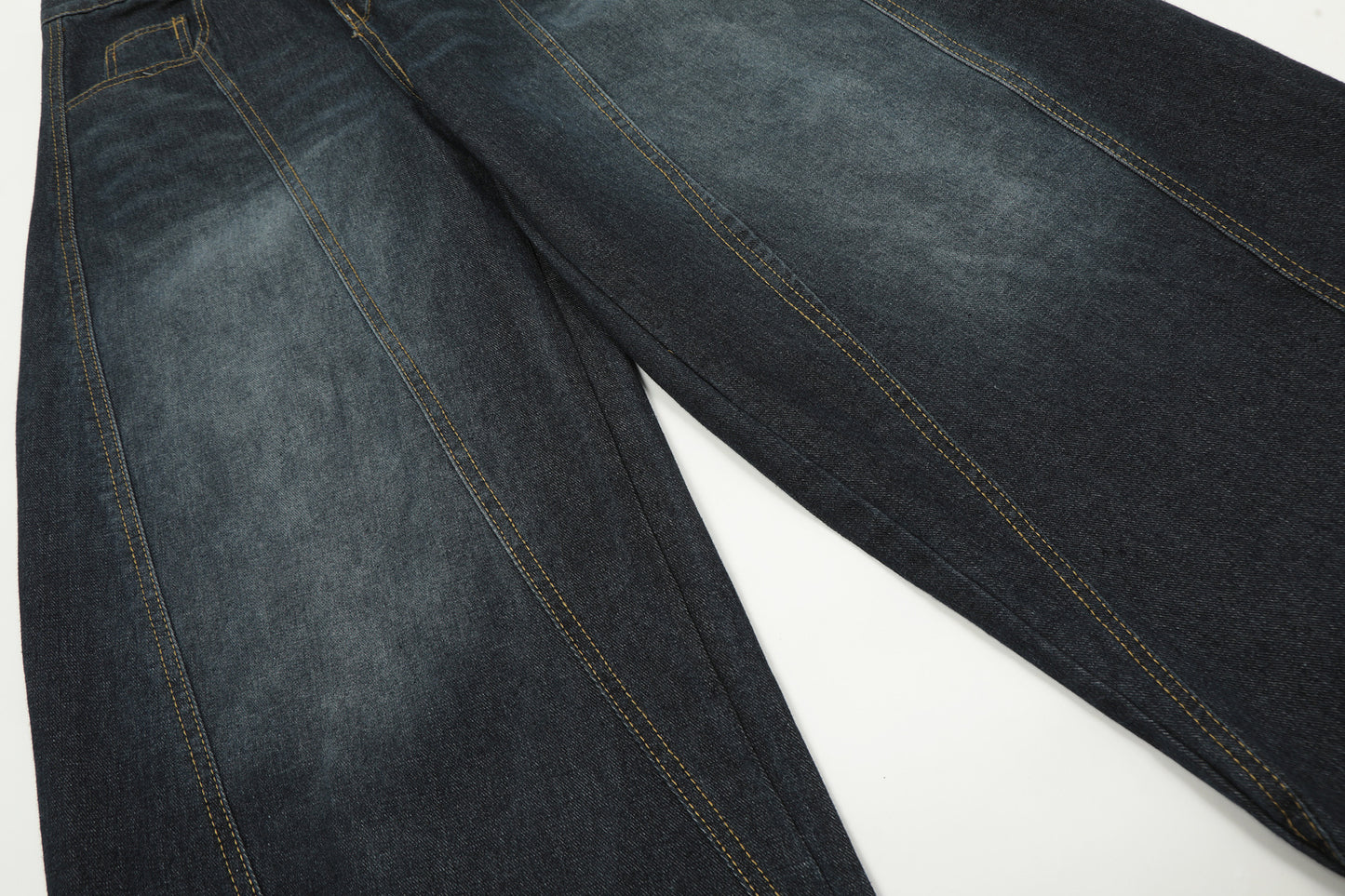 Patchwork Washed Wide-Leg Denim Jeans WN11293