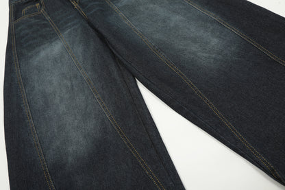 Patchwork Washed Wide-Leg Denim Jeans WN11293