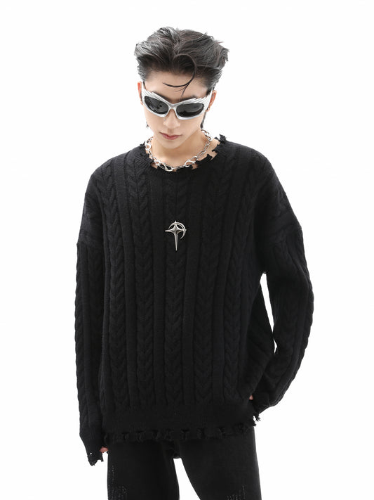 Damage Thick Knit Sweater WN10290