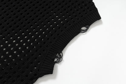 Mesh Damage Design Knit Vest WN25757
