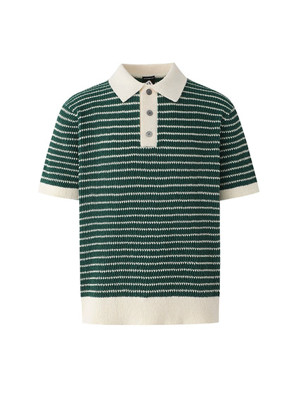 Colorblock Stripe Knit Short Sleeve Polo Shirt WN20320
