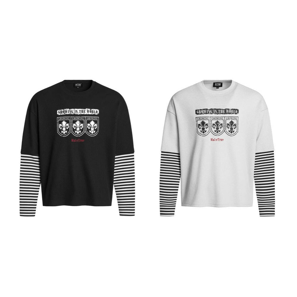 Fake Layered Stripe Graphic Long Sleeve T-Shirt WN27983