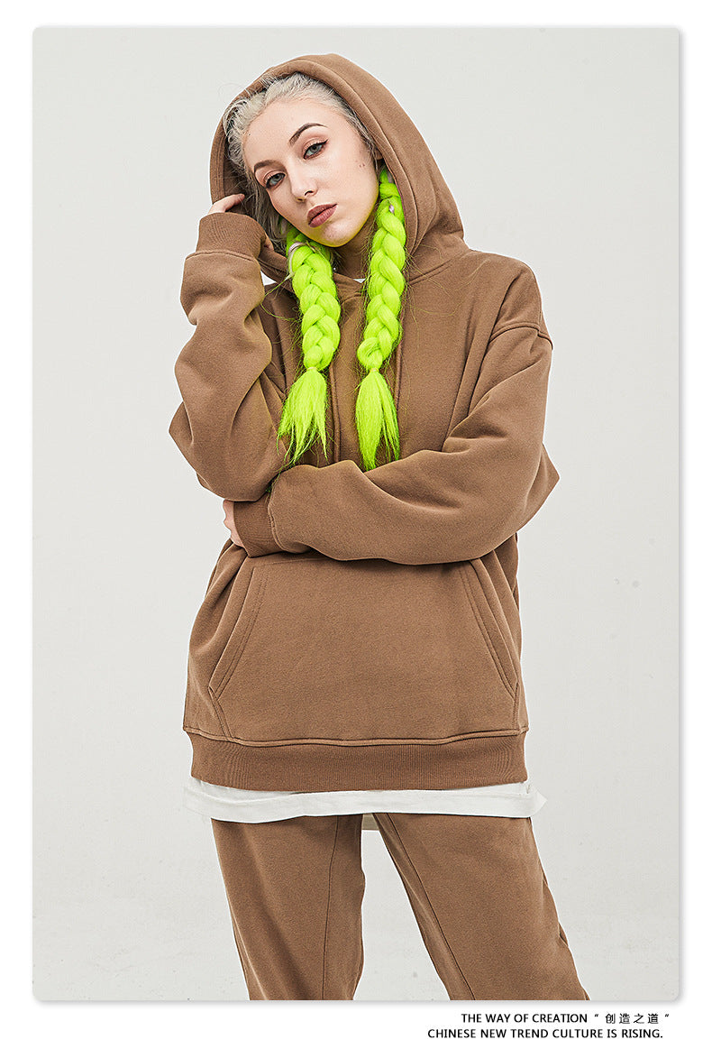 Fleece Lining Oversize Hoodie & Fleece Lining Sweatpants Setup WN9931-K