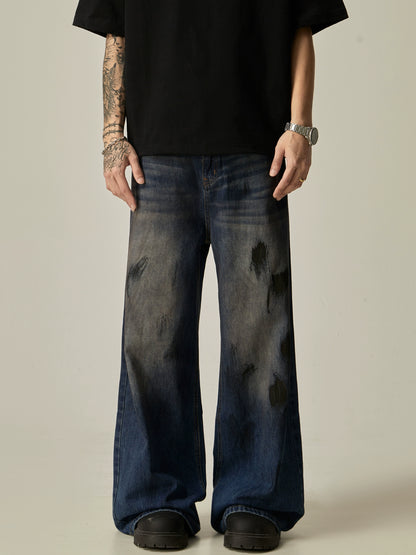 Splash Ink Wide-Leg Straight Denim Jeans WN7760