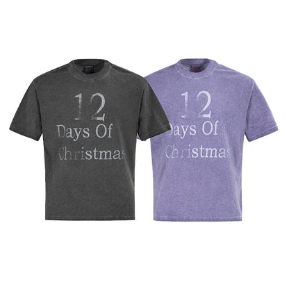 Washed Letter Print Oversize Short Sleeve T-Shirt WN26111