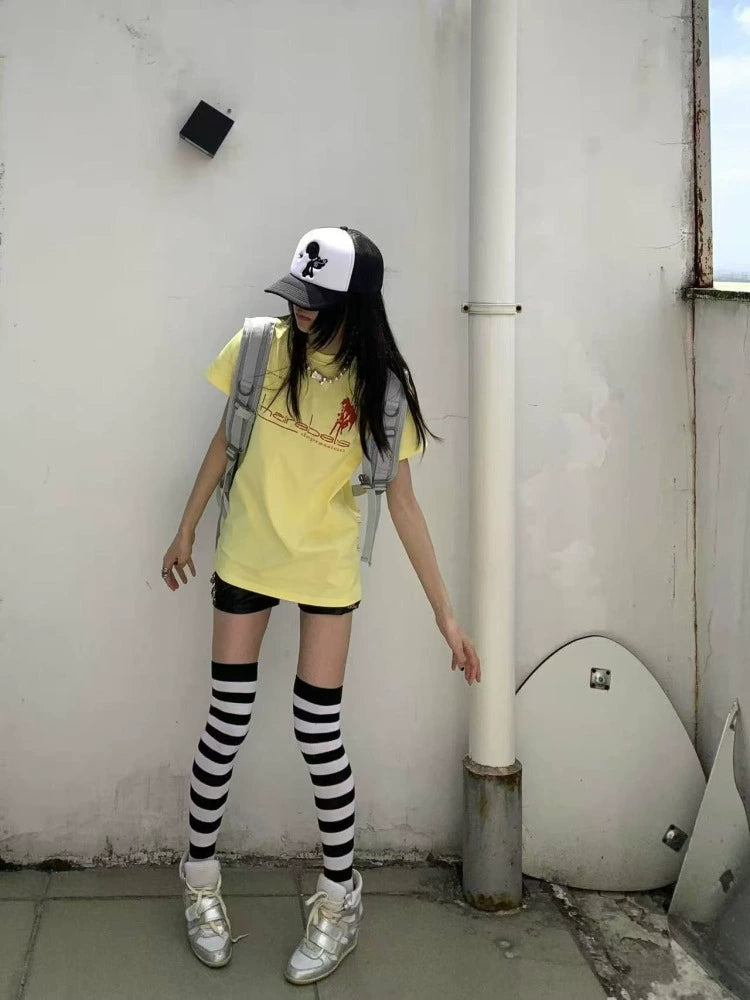 Graphic Letter Print Short Sleeve T-Shirt WN19093