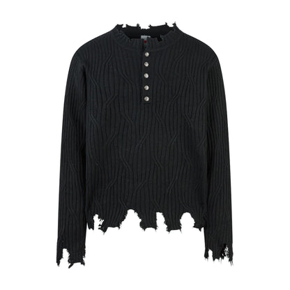 Frayed Hem Oversize Knit Sweater WN25934