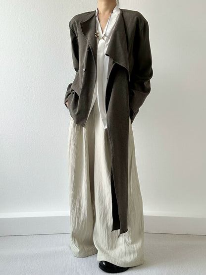 Pleats Relaxed Fit Flowy Wide Leg Pants WN19649