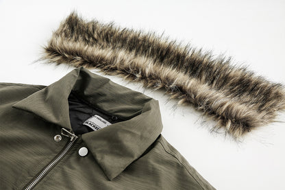 Detachable Fur Collar Flight Jacket WN12705