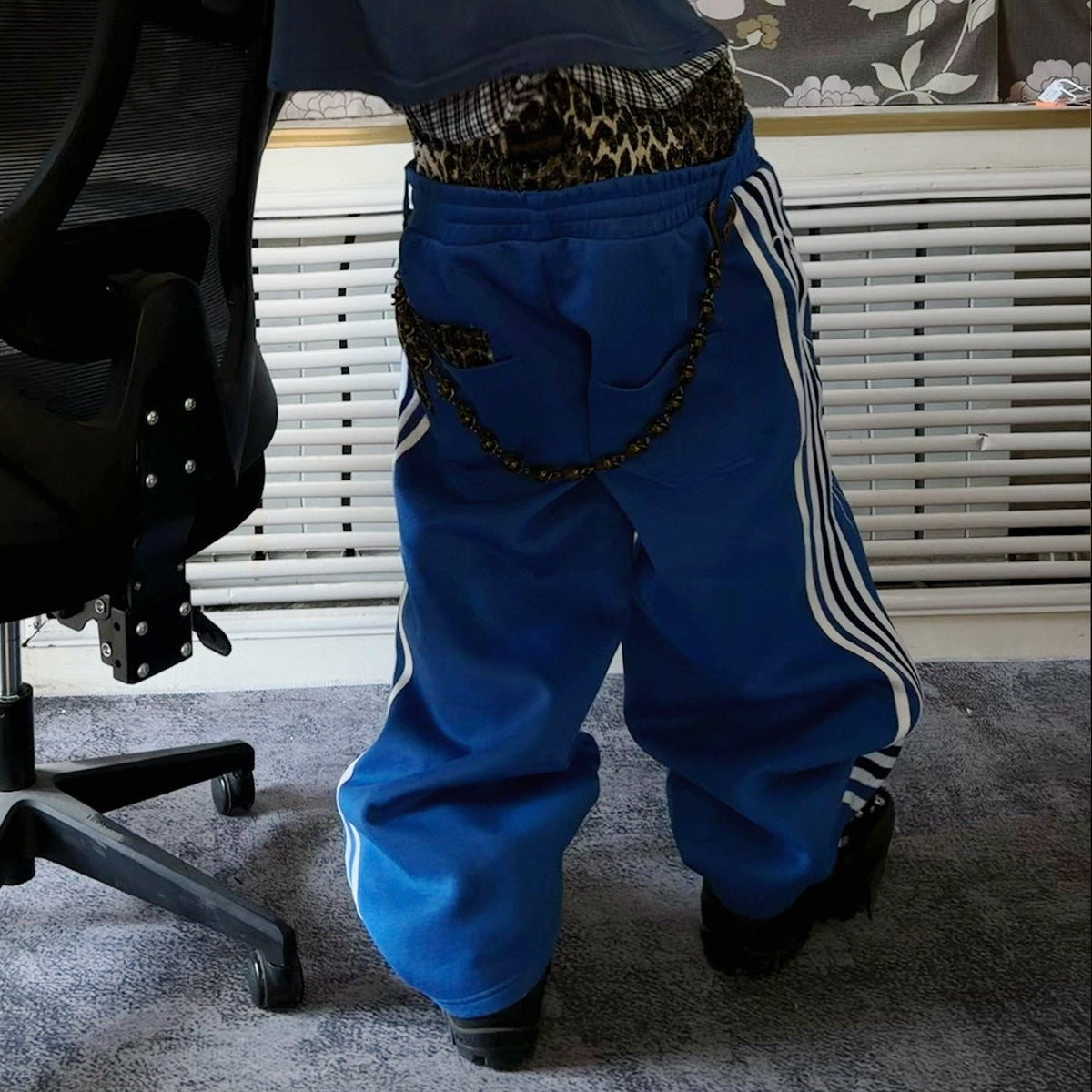 Leopard Double Waist Rider Script Print Wide Leg Pants WN27389