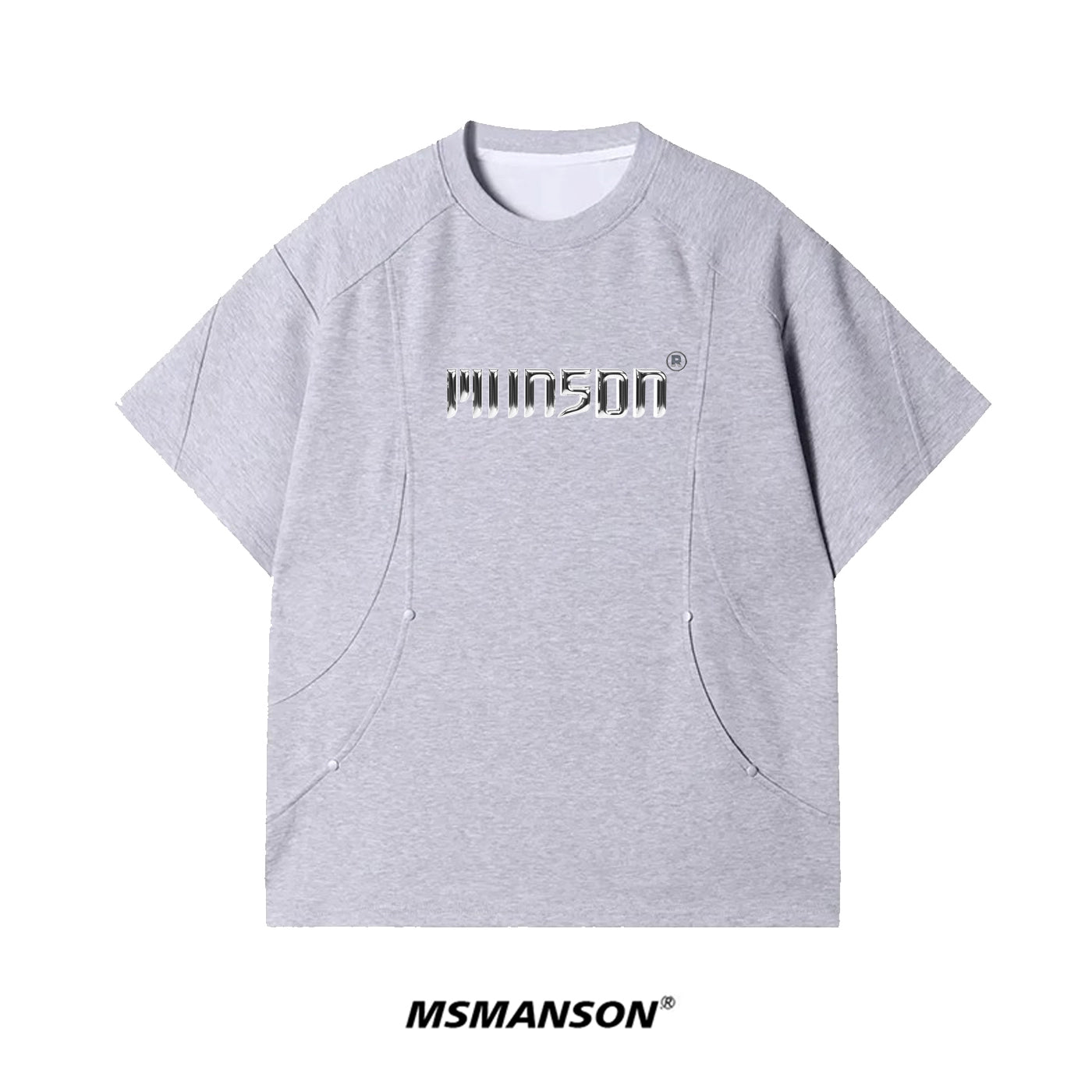 Curve Pocket Patch Embroidery Short Sleeve T-Shirt WN18730