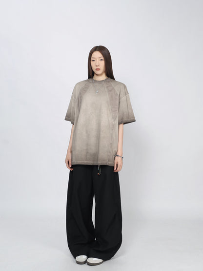 Washed Patchwork Oversize Short Sleeve T-Shirt WN24406