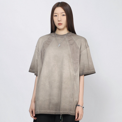 Washed Patchwork Oversize Short Sleeve T-Shirt WN24406