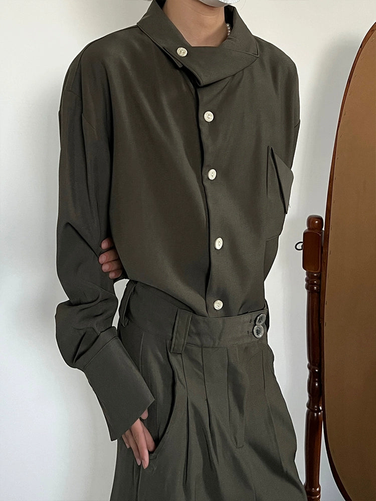 Unique Collar Long Sleeve Shirt WN19949