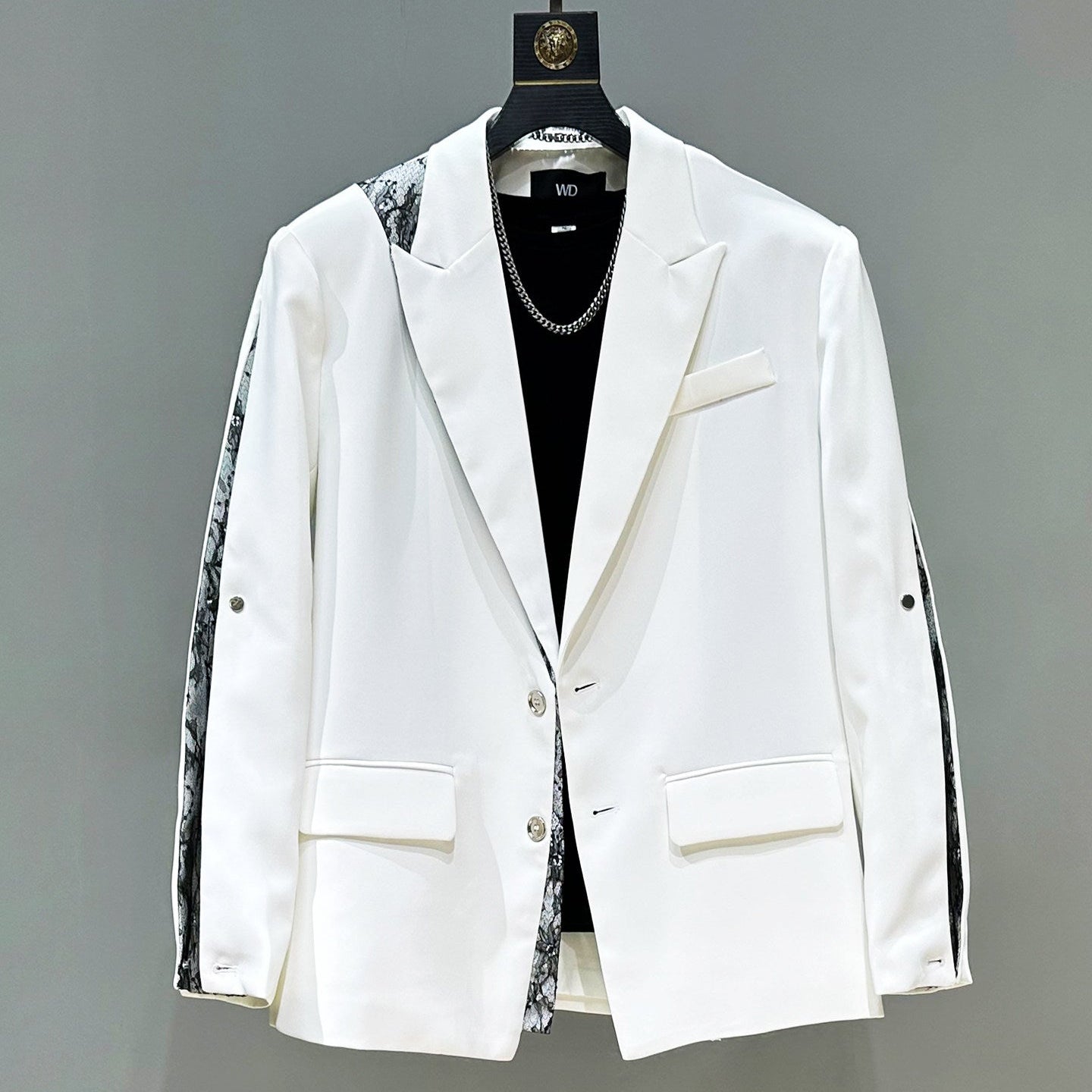 Patchwork Oversize Tailored Jacket & Flare Trousers Setup WN23925