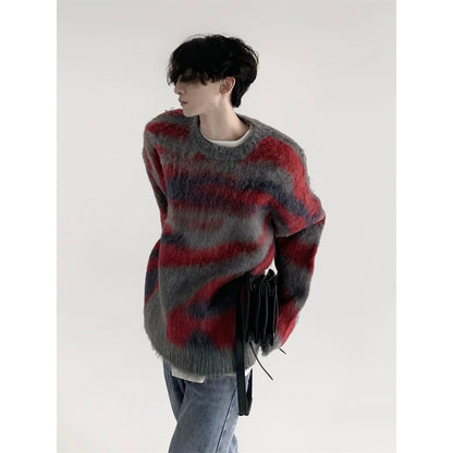 Oversize Stripe Plush Knit Sweater WN9117