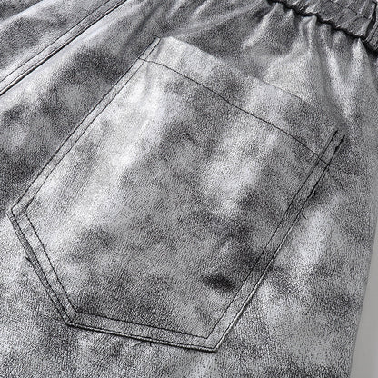 Metallic Multi-Pocket Wide Leg Cargo Pants WN27924