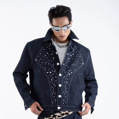 Pearl Detail Glitter Short Jacket & Pants Setup WN20658