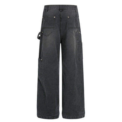Washed Damage Wide Leg Denim Jeans WN26058