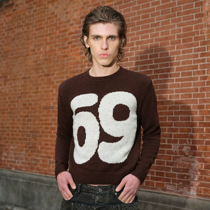 Number Pattern Knit Sweater WN21307