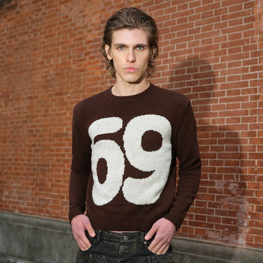 Number Pattern Knit Sweater WN21307