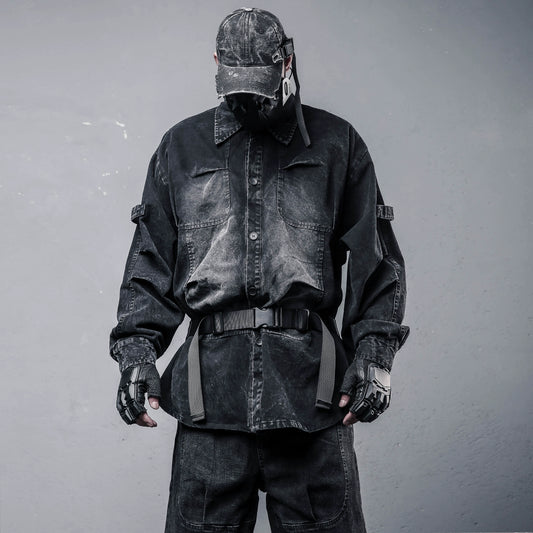 Wash Damage Denim Long Sleeve Shirt WN22332