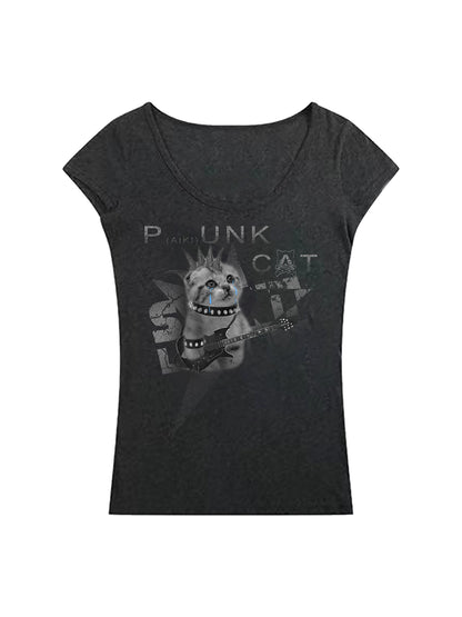 Cat Animal Print Short Sleeve T-Shirt WN20889