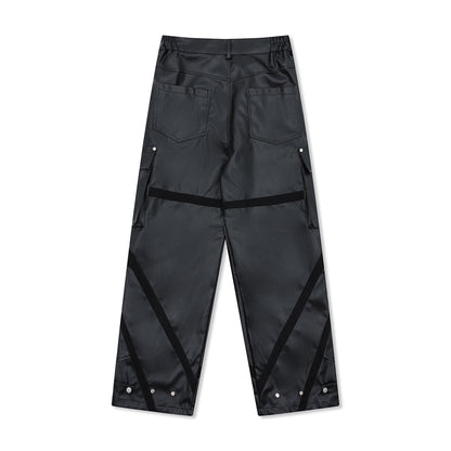 PU Leather Wide-Leg Cargo Pants WN11265