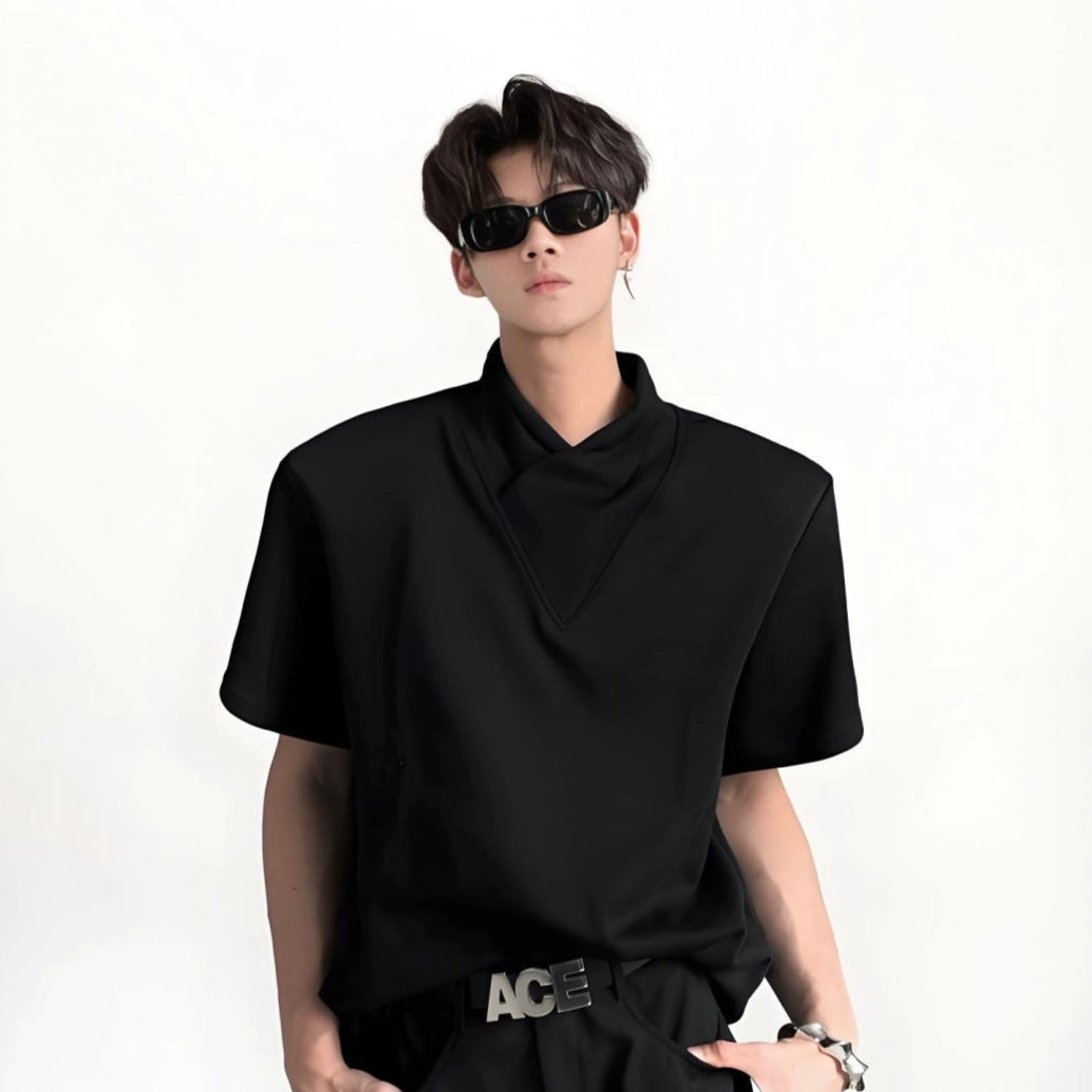 Double-Layer V-Neck Short Sleeve T-Shirt WN20078