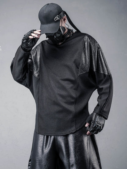 Structural Texture Batwing Long Sleeve T-Shirt WN22459