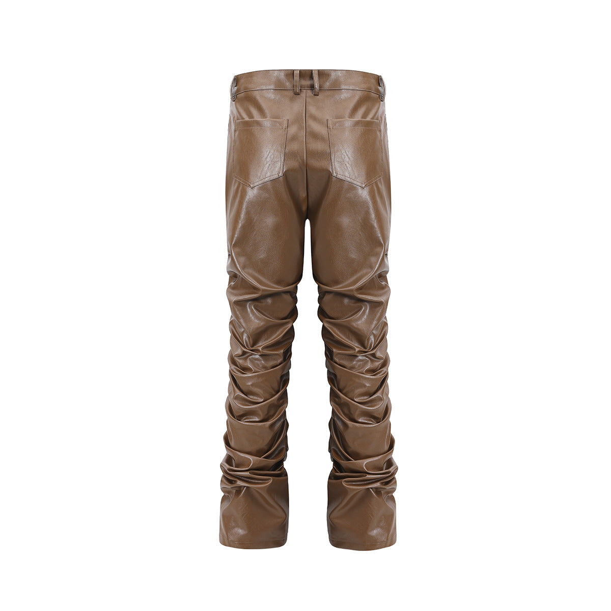 PU Leather Pleats Straight Pants WN25754
