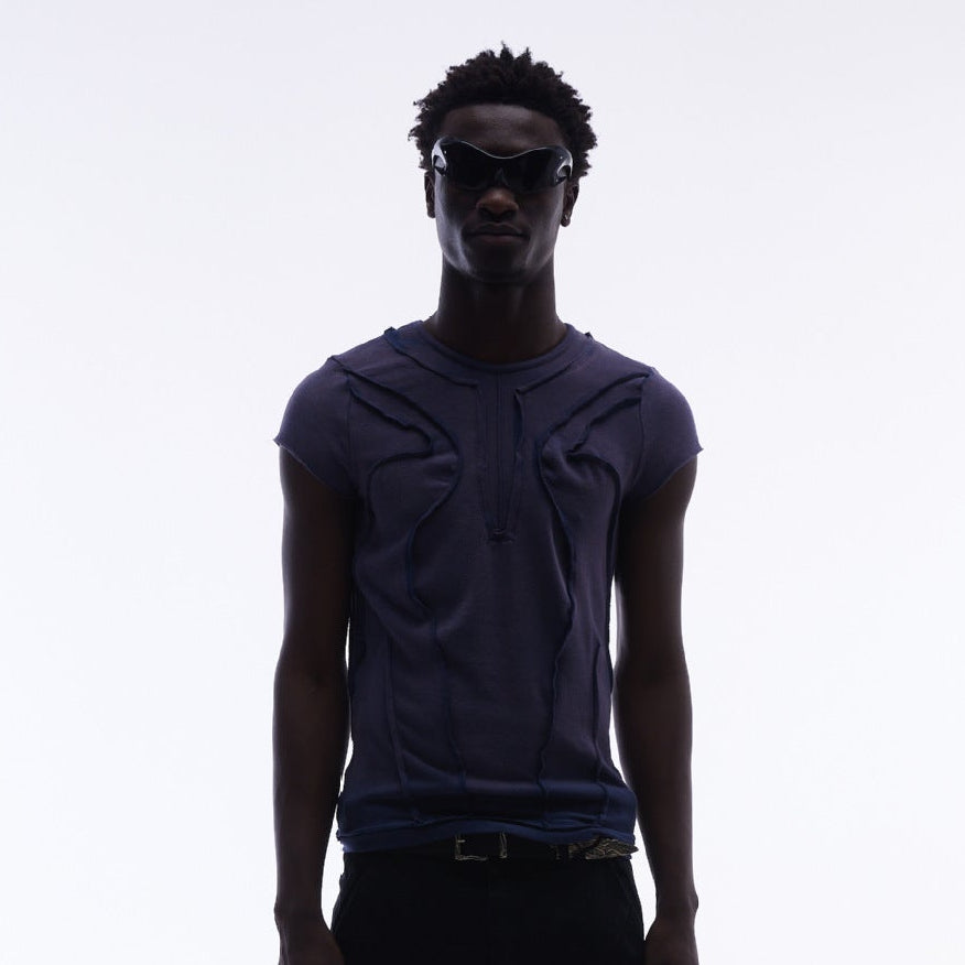Washed Deconstruction Layered Short Sleeve T-Shirt WN25810