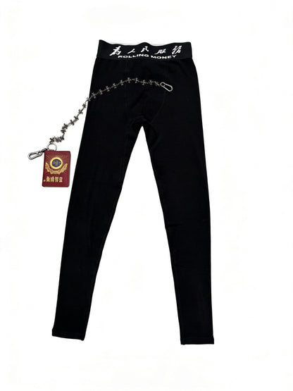 Typography Waist Chain Detail Thermal Pants WN27412