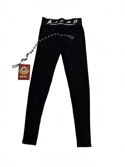 Typography Waist Chain Detail Thermal Pants WN27412