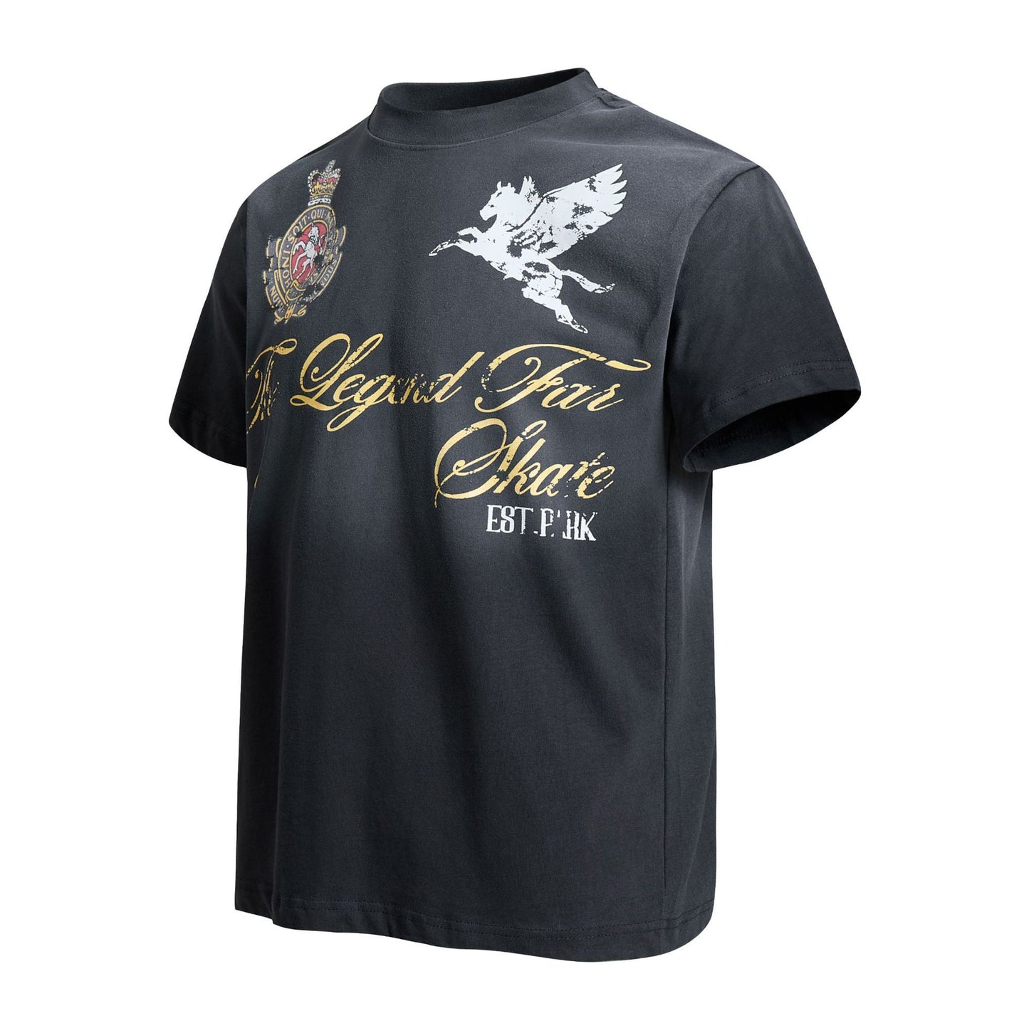 Washed Damage Badge Short Sleeve T-Shirt WN26070