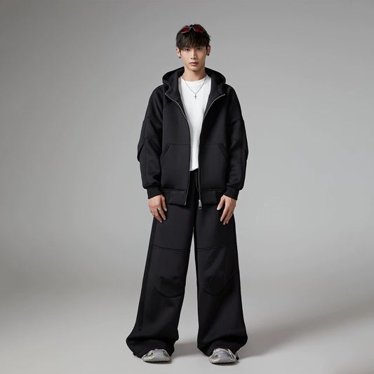 Thick Cotton Oversize Zipper Hoodie & Sweat Pants Setup WN13290