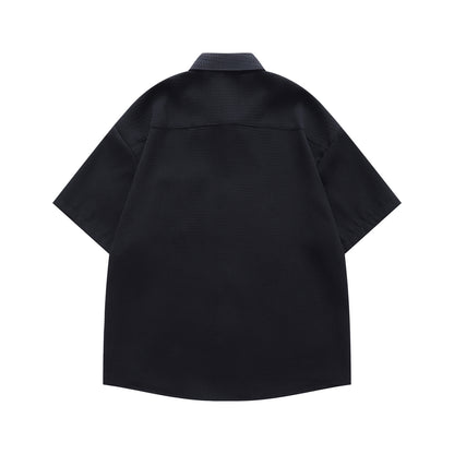 Floral Embroidery Waffle Short Sleeve Shirt WN16201